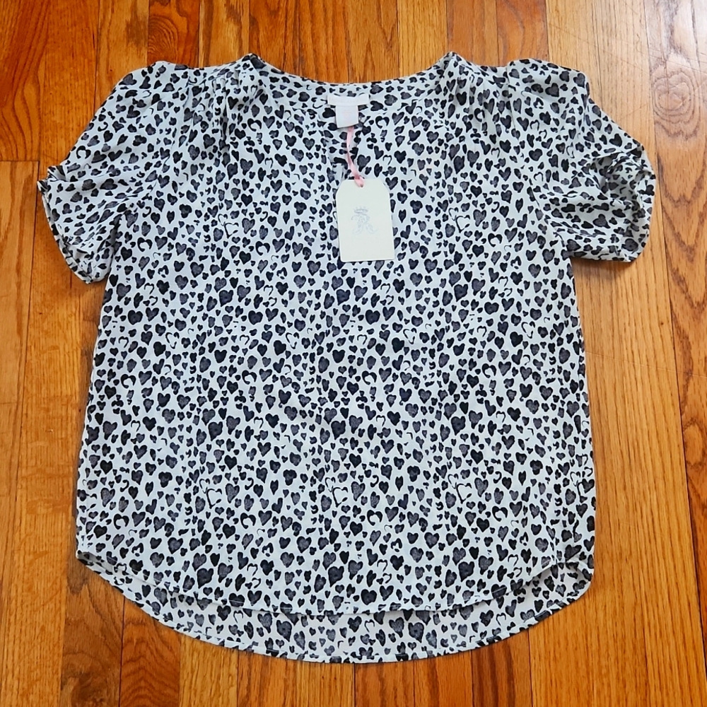NWT Rachel Ashwell blouse gray/ cream/black size medium